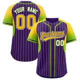 Custom Purple Gold Stripe Fashion Sleeves Gradient Authentic Baseball Jersey