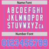 Custom Pink Powder Blue Stripe Fashion Sleeves Gradient Authentic Baseball Jersey