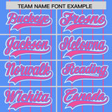 Custom Powder Blue Pink Stripe Fashion Sleeves Gradient Authentic Baseball Jersey