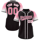 Custom Black Light Pink Stripe Fashion Sleeves Gradient Authentic Baseball Jersey