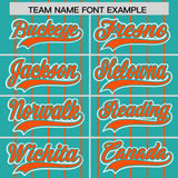 Custom Aqua Orange Stripe Fashion Sleeves Gradient Authentic Baseball Jersey