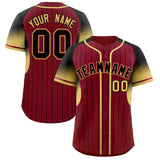 Custom Crimson Black Stripe Fashion Sleeves Gradient Authentic Baseball Jersey
