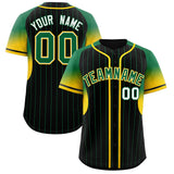 Custom Black Kelly Green Stripe Fashion Sleeves Gradient Authentic Baseball Jersey