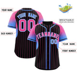 Custom Black Pink Stripe Fashion Sleeves Gradient Authentic Baseball Jersey