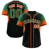 Custom Black Kelly Green Stripe Fashion Sleeves Gradient Authentic Baseball Jersey