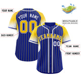 Custom Royal Gold Stripe Fashion Sleeves Gradient Authentic Baseball Jersey