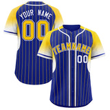 Custom Royal Gold Stripe Fashion Sleeves Gradient Authentic Baseball Jersey