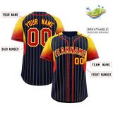 Custom Navy Gold Stripe Fashion Sleeves Gradient Authentic Baseball Jersey