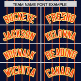 Custom Navy Orange Stripe Fashion Sleeves Gradient Authentic Baseball Jersey