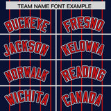 Custom Navy Red Stripe Fashion Sleeves Gradient Authentic Baseball Jersey
