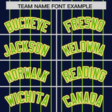 Custom Navy Neon Green Stripe Fashion Sleeves Gradient Authentic Baseball Jersey