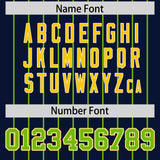 Custom Navy Neon Green Stripe Fashion Sleeves Gradient Authentic Baseball Jersey