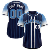 Custom Navy Light Blue Stripe Fashion Sleeves Gradient Authentic Baseball Jersey