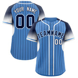 Custom Light Blue Navy Stripe Fashion Sleeves Gradient Authentic Baseball Jersey