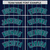 Custom Navy Aqua Stripe Fashion Sleeves Gradient Authentic Baseball Jersey