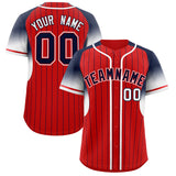 Custom Red Navy Stripe Fashion Sleeves Gradient Authentic Baseball Jersey