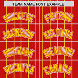Custom Red Gold Stripe Fashion Sleeves Gradient Authentic Baseball Jersey