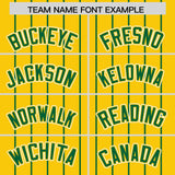 Custom Gold Kelly Green Stripe Fashion Sleeves Gradient Authentic Baseball Jersey