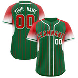 Custom Kelly Green Red Stripe Fashion Sleeves Gradient Authentic Baseball Jersey