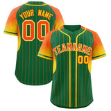 Custom Kelly Green Orange Stripe Fashion Sleeves Gradient Authentic Baseball Jersey