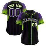 Custom Black Purple Stripe Fashion Sleeves Gradient Authentic Baseball Jersey