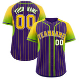 Custom Purple Gold Stripe Fashion Sleeves Gradient Authentic Baseball Jersey
