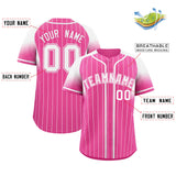 Custom Pink White Stripe Fashion Sleeves Gradient Authentic Baseball Jersey