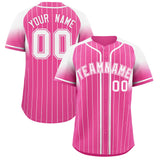 Custom Pink White Stripe Fashion Sleeves Gradient Authentic Baseball Jersey