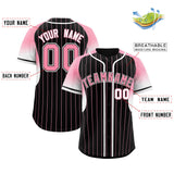 Custom Black Light Pink Stripe Fashion Sleeves Gradient Authentic Baseball Jersey