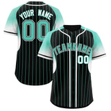 Custom Black Bright Green Stripe Fashion Sleeves Gradient Authentic Baseball Jersey