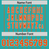 Custom Aqua Orange Stripe Fashion Sleeves Gradient Authentic Baseball Jersey