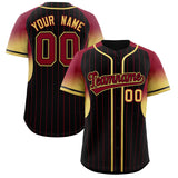 Custom Black Crimson Stripe Fashion Sleeves Gradient Authentic Baseball Jersey