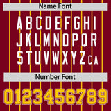 Custom Crimson Gold Stripe Fashion Sleeves Gradient Authentic Baseball Jersey