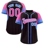 Custom Black Pink Stripe Fashion Sleeves Gradient Authentic Baseball Jersey
