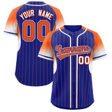 Custom Royal Orange Stripe Fashion Sleeves Gradient Authentic Baseball Jersey