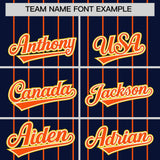 Custom Navy Orange Stripe Fashion Sleeves Gradient Authentic Baseball Jersey
