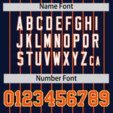Custom Navy Orange Stripe Fashion Sleeves Gradient Authentic Baseball Jersey