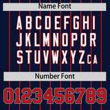 Custom Navy Red Stripe Fashion Sleeves Gradient Authentic Baseball Jersey