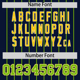 Custom Navy Neon Green Stripe Fashion Sleeves Gradient Authentic Baseball Jersey