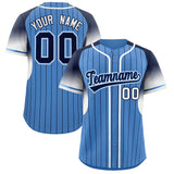 Custom Light Blue Navy Stripe Fashion Sleeves Gradient Authentic Baseball Jersey