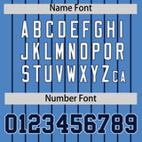 Custom Light Blue Navy Stripe Fashion Sleeves Gradient Authentic Baseball Jersey