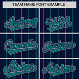 Custom Navy Aqua Stripe Fashion Sleeves Gradient Authentic Baseball Jersey