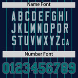 Custom Navy Aqua Stripe Fashion Sleeves Gradient Authentic Baseball Jersey