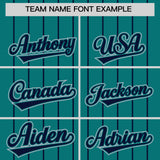 Custom Aqua Navy Stripe Fashion Sleeves Gradient Authentic Baseball Jersey