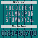 Custom Aqua Navy Stripe Fashion Sleeves Gradient Authentic Baseball Jersey