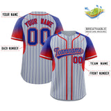 Custom Navy Royal Stripe Fashion Sleeves Gradient Authentic Baseball Jersey