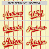 Custom Cream Red Stripe Fashion Sleeves Gradient Authentic Baseball Jersey