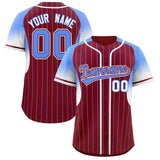 Custom Crimson Powder Blue Stripe Fashion Sleeves Gradient Authentic Baseball Jersey