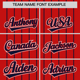 Custom Red Navy Stripe Fashion Sleeves Gradient Authentic Baseball Jersey