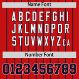 Custom Red Navy Stripe Fashion Sleeves Gradient Authentic Baseball Jersey